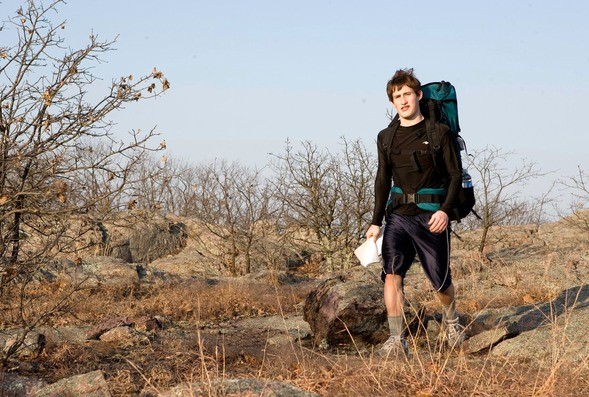 Teenager backpacking