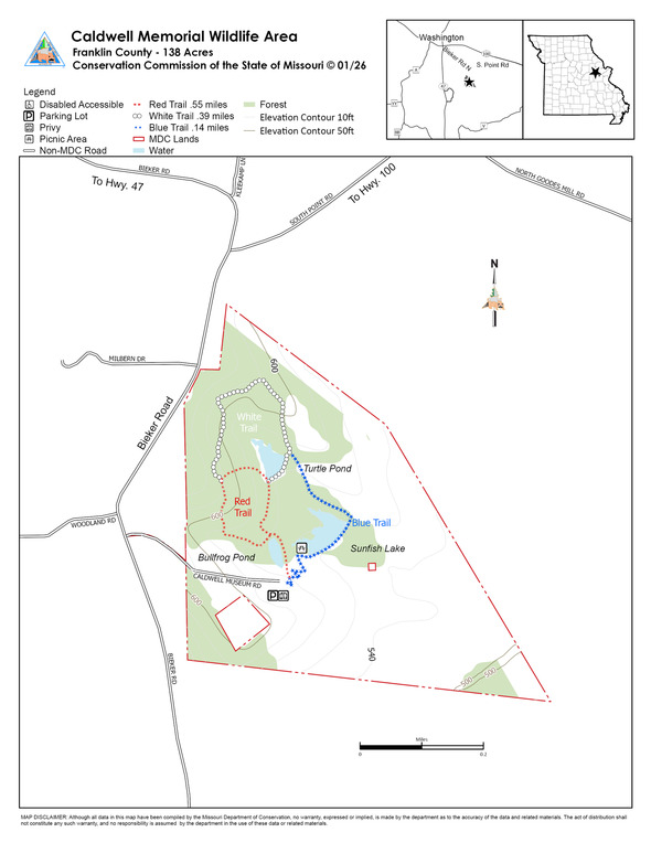 Caldwell Memorial Wildlife Area map